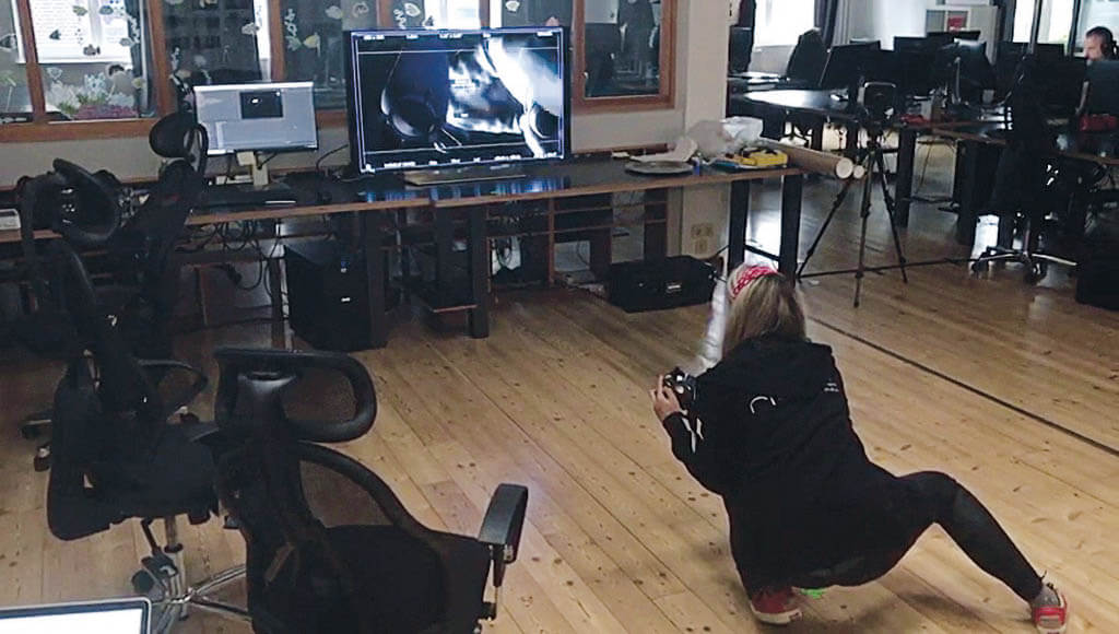 Jannicke Mikkelsen devises a shot during the making of previs for Stowaway. (Image courtesy of Unity)