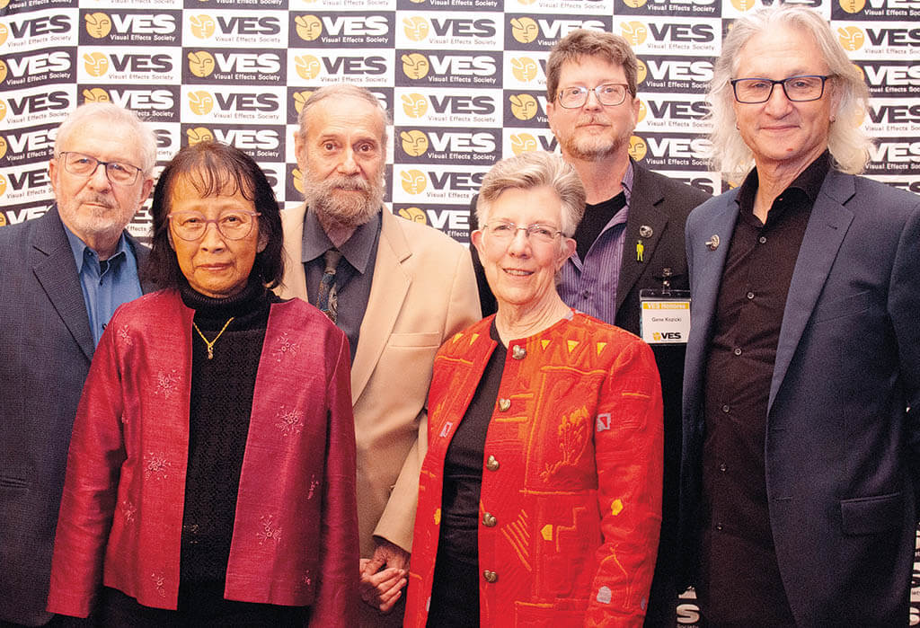 Celebrating at VES Honors: Dan Curry; Ubolzan Curry; Jonathan Erland, VES; Kay Erland; Gene Kozicki and Jeffrey A. Okun, VES.