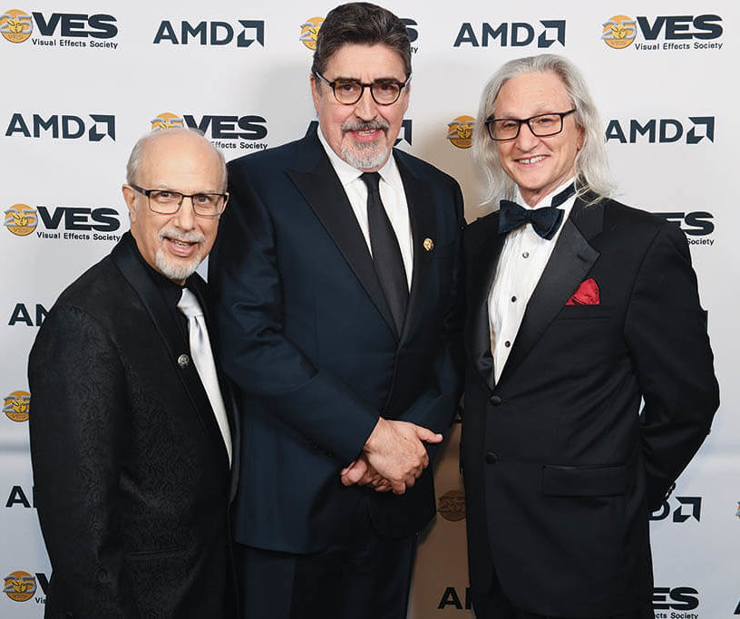 Eric Roth, VES Executive Director, actor Alfred Molina and Jeff Okun, VES.