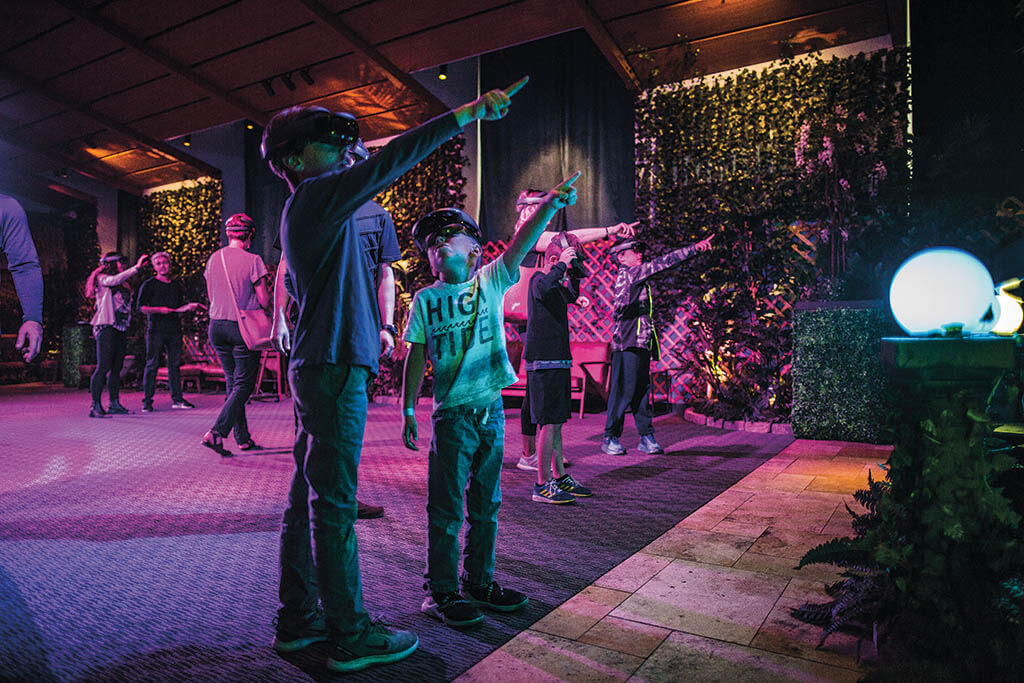 In The Unreal Garden 2.0, visitors wearing Microsoft HoloLens 2 headsets may experience awe and wonder around the next corner. (Image courtesy of the The Unreal Garden and Enklu, Inc.)