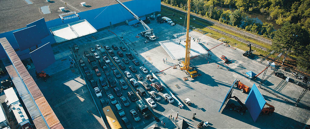 A portion of the Benjamin Franklin Bridge was created in the parking lot at Blackhall Studios.