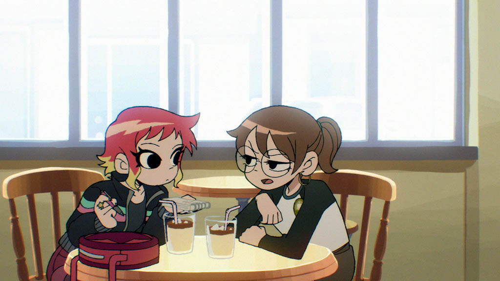 The casual acting featured in the coffee shop between Ramona Flowers and Julie Powers is a personal favorite of Character Designer and Executive Animation Director Masamichi Ishiyama.
