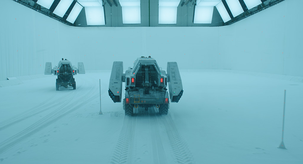 Practical tire tracks were expanded upon and altered in the final shot.