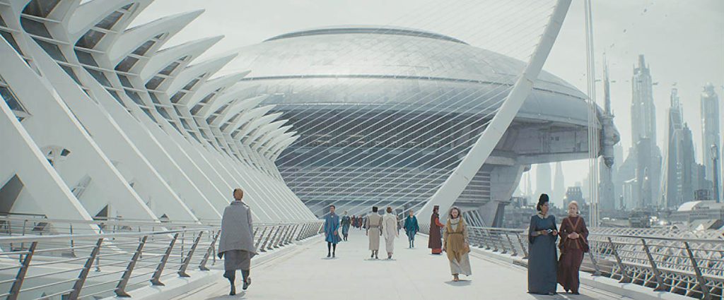 Shooting in real locations such as in Spain gave Coruscant a more believable visual foundation.