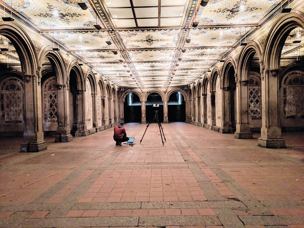 LiDAR scanning the historic Bethesda Terrace in Central Park in New York City for preservation and conservation planning.(Image courtesy of Direct Dimensions) 