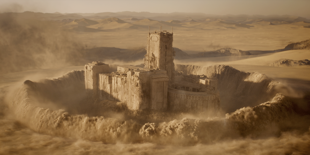 In a dream sequence, the Shai-Hulud breaches the Sisterhood complex, which is made out of sand. 