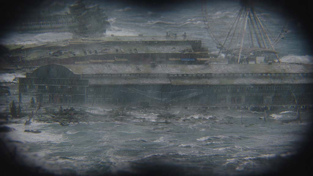 Full CG assets were built for a number of locations, including the Seattle Aquarium and Seattle Great Wheel, based on the real-world locations, with slight design alterations to match concept art and set design.