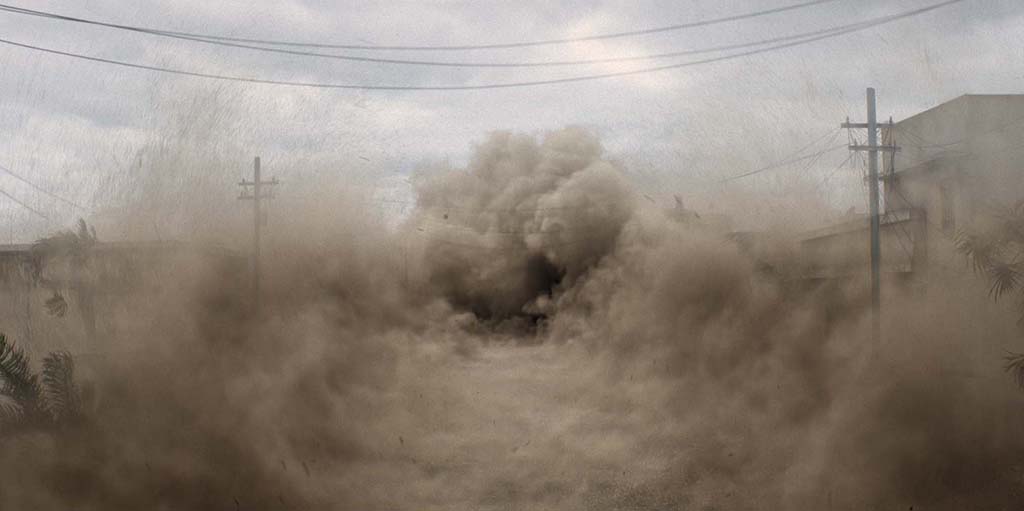 The dust simulations featured in the Show of Force sequences were created using Houdini. 