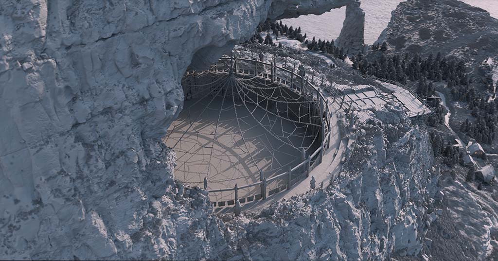 Using the practical set as base, the entire environment for the training arena was digitally rebuilt. 