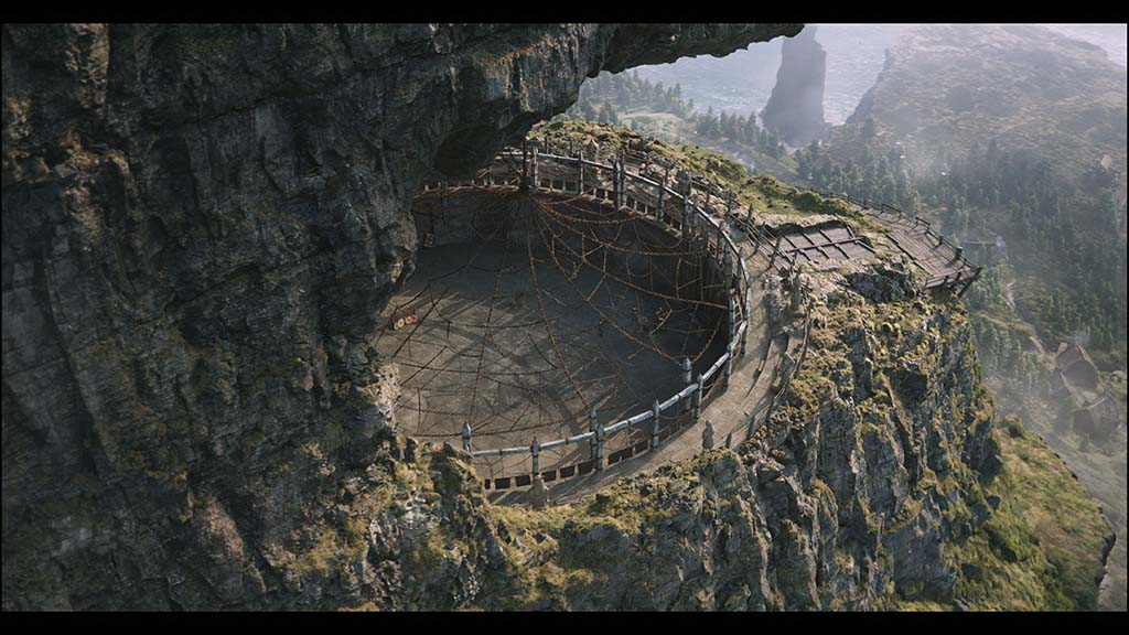 Using the practical set as base, the entire environment for the training arena was digitally rebuilt. 