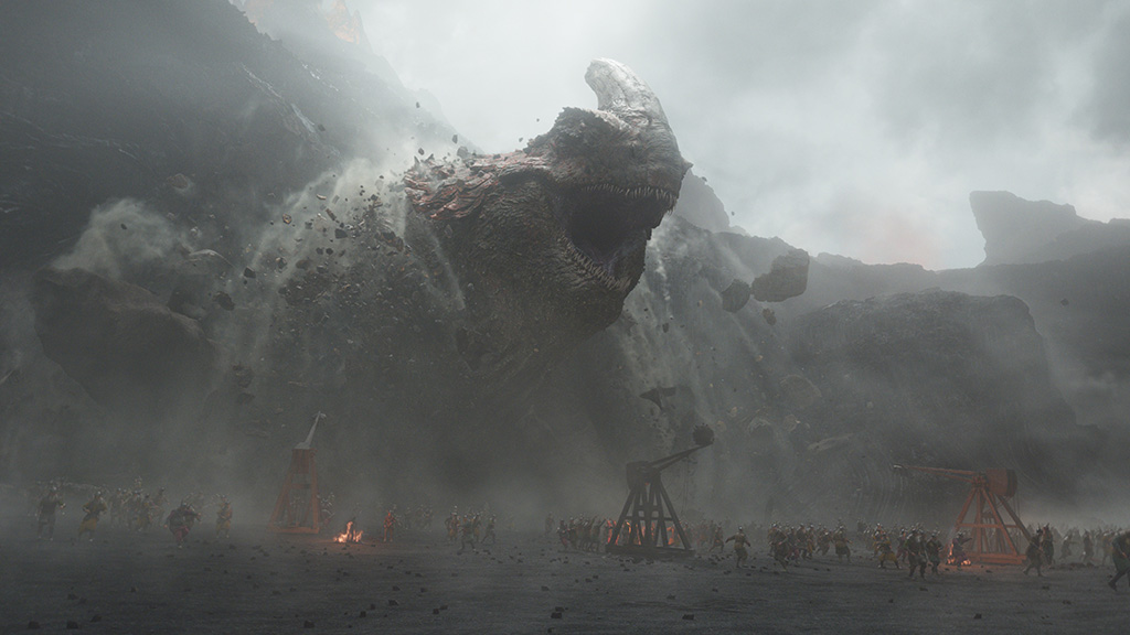 Having smaller elements in the frame assisted in conveying the enormous size of the Red Death. 