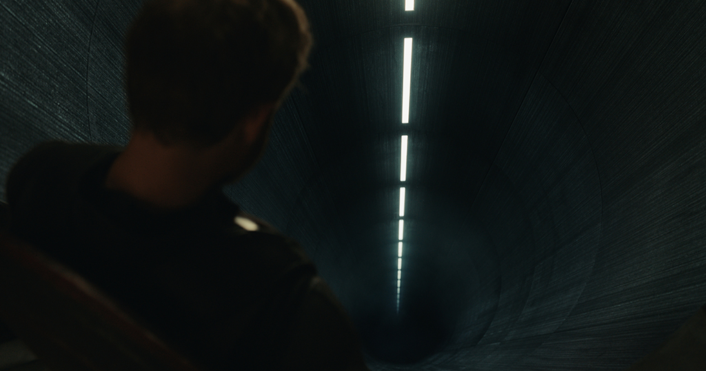 As part of the set extension work, the elevator shaft was made to appear as if it was a mile long. 