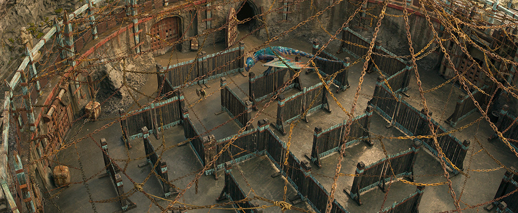 An aerial view of the training arena showcases a maze configuration. 