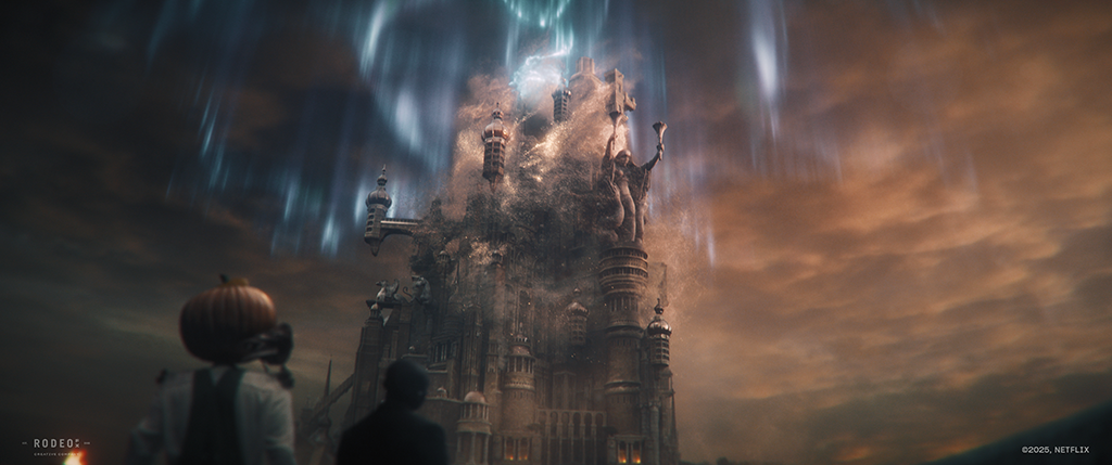 A sandstorm engulfs the Season 1 palace, which then transitions to a massive, pristine, well-preserved, clean architectural style for Season 2.