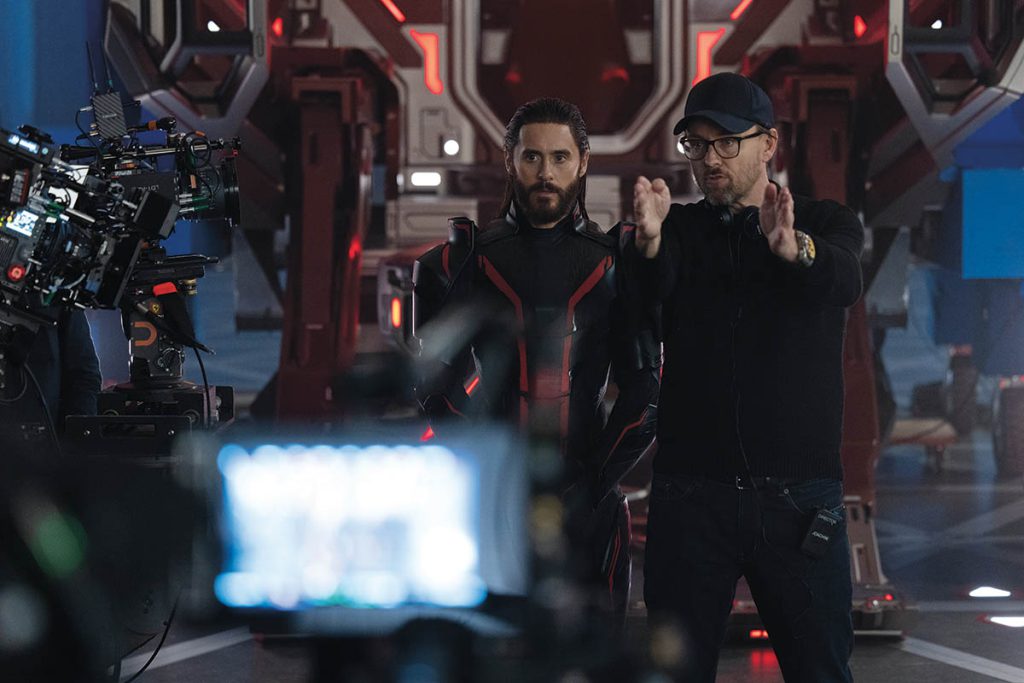 Director Joachim Rønning talks to Jared Leto about his vision for the Tron franchise. (Photo: Leah Gallo)