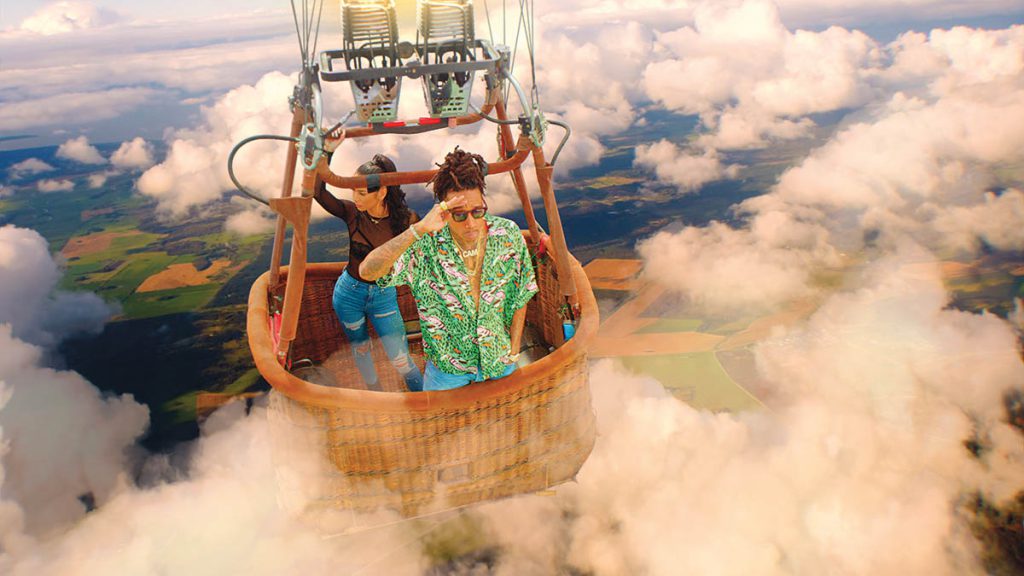 : Bluescreen was utilized for the aerial balloon shots in the music video for “Contact” featuring Wiz Khalifa and Tyga. (Images courtesy of Frender)