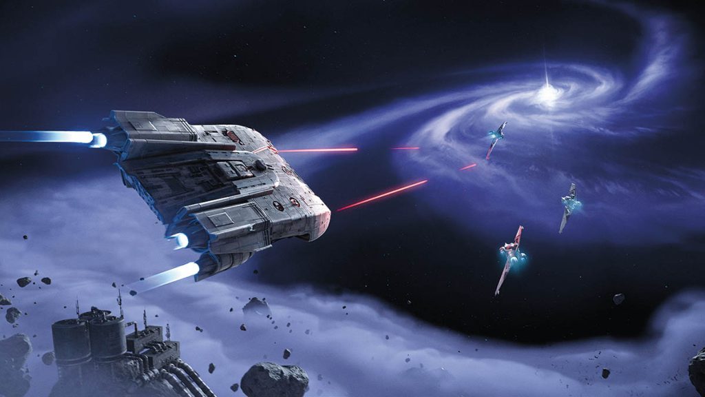 The Trailblazer flies through the Khepi system.