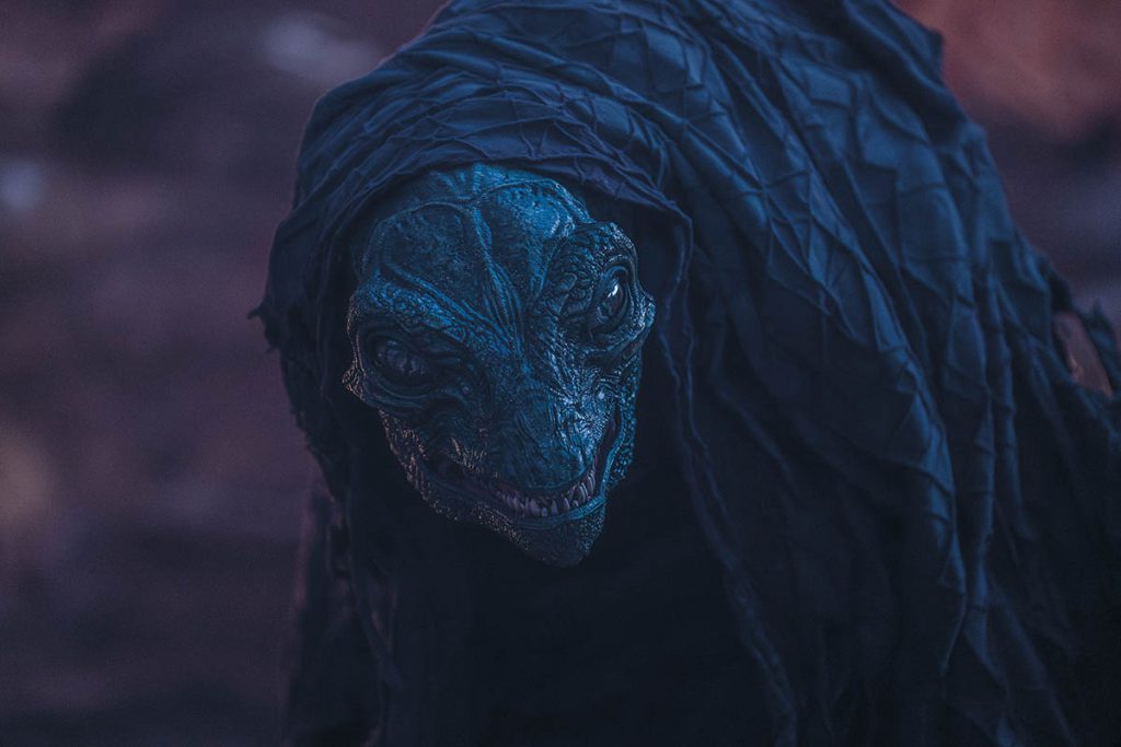 Practical Gorns interacted with the cast while digital ones were produced for moments where they defy physics, like crawling on walls.