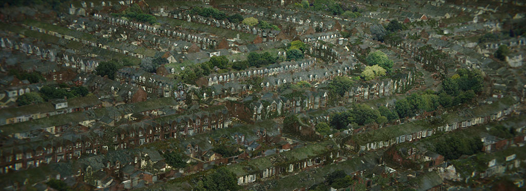 The world had to feel like it had been abandoned for decades, so Union VFX used procedural vegetation and overgrowth simulations to help show how nature had reclaimed space.