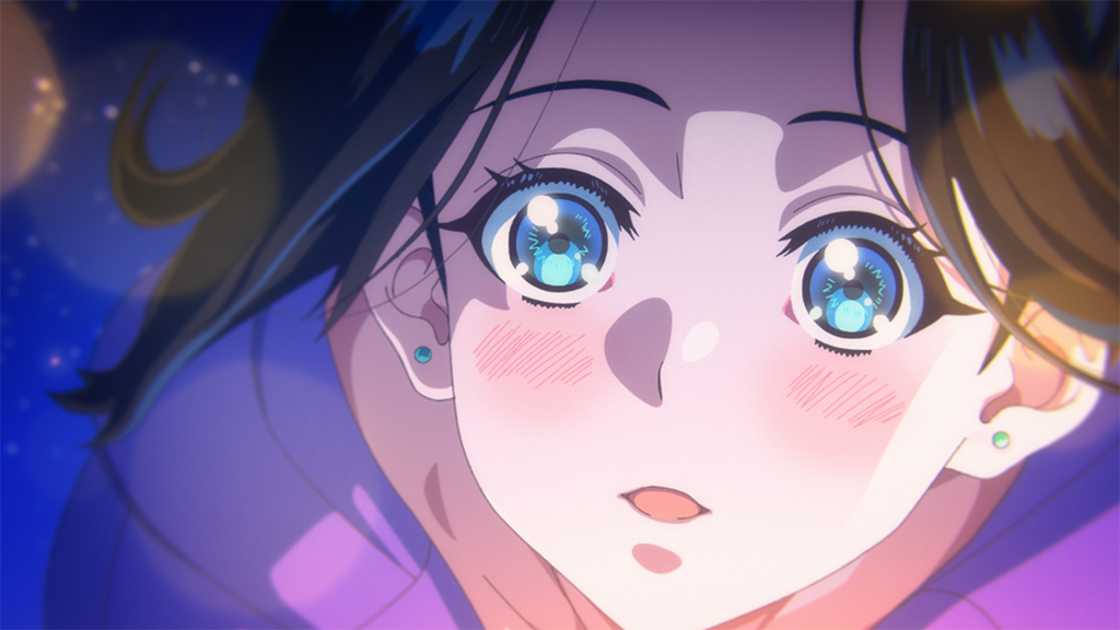 Often hidden behind the long black hair are the big beautiful blue eyes of Natsuko Hirose. 