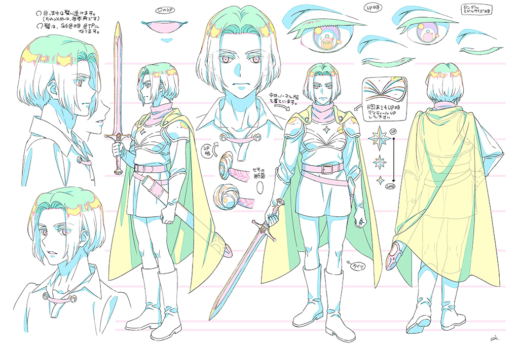 The design of Luke Braveheart is based on the classic strait-laced hero found in old-school video games. 