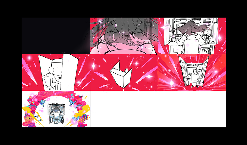Conceptualizing the moment when Natsuko Hirose sits at her desk and creates illustrations that literally come to life. 