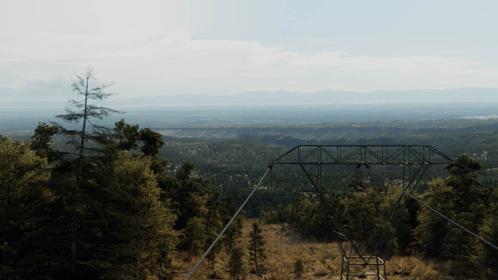 Power lines were placed closer to Paradise than in reality for cinematic reasons.