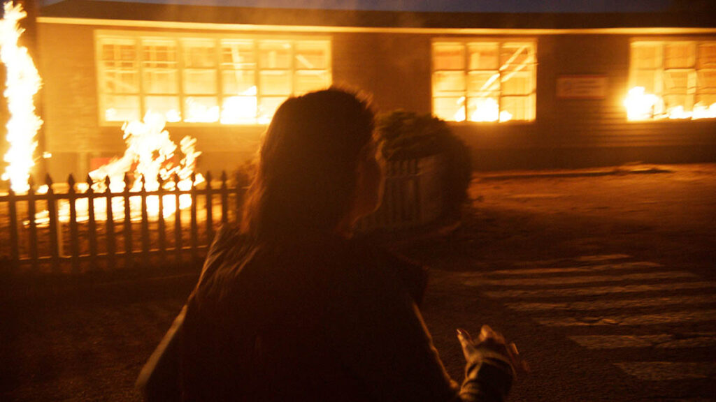 The practical fires were digitally enhanced.