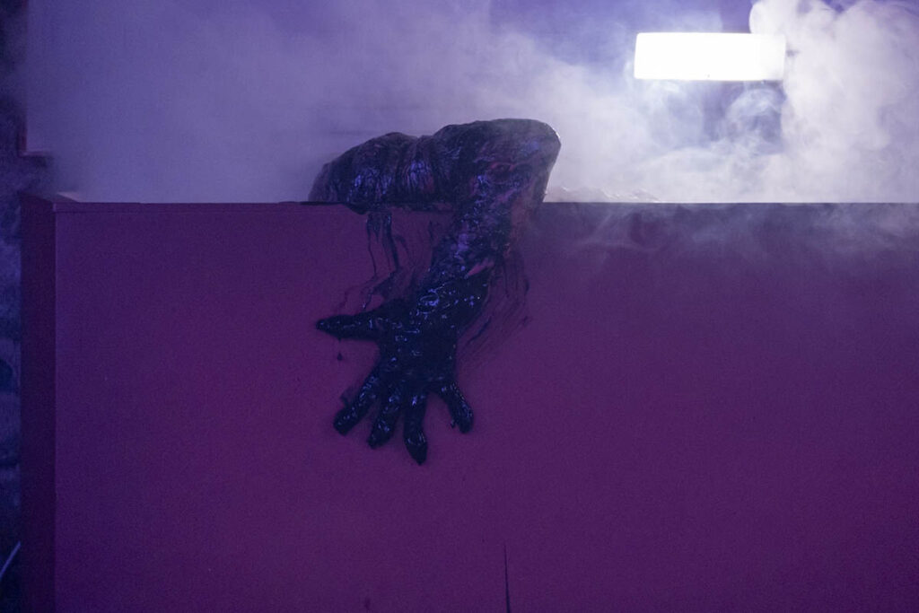 Prosthetics and practical black goo had major roles in getting proper lighting integration for shots. 