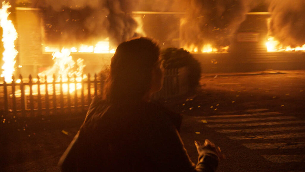 The practical fires were digitally enhanced.