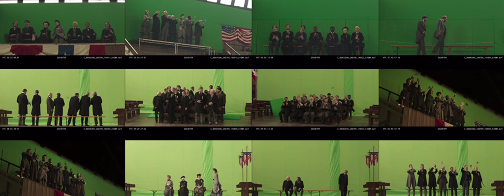 The most epic environment to create was the convention hall, which required numerous props to be created and extras replicated as digital doubles and sprites.