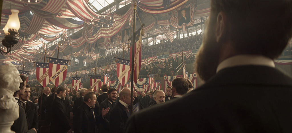 The most epic environment to create was the convention hall, which required numerous props to be created and extras replicated as digital doubles and sprites.