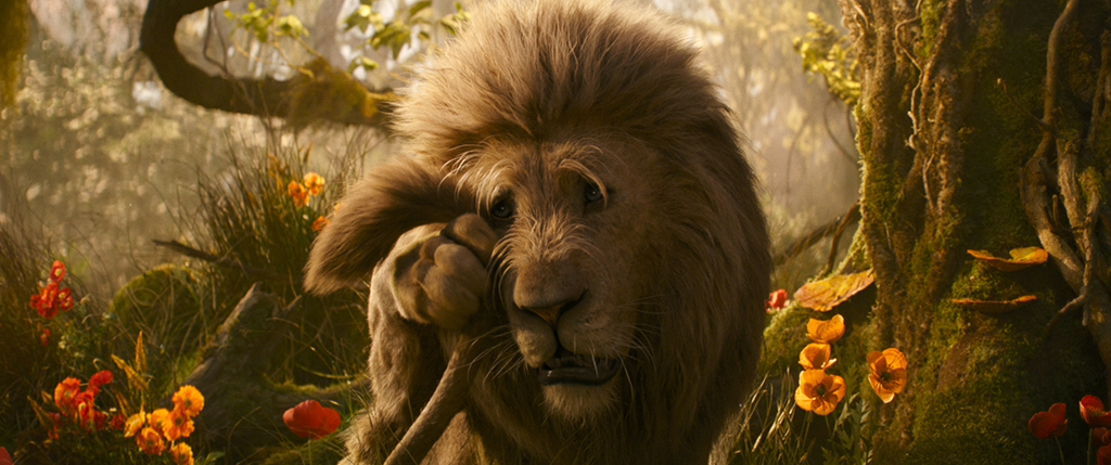 In order to make the Cowardly Lion true to his name, videos of repentant animals were used as reference.