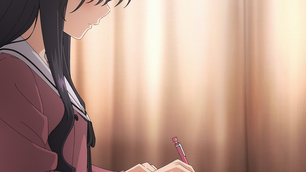 Composition plays a key role in conveying emotion, such as imperfectly framing a character in a shot to indicate that something is emotionally amiss. (Image © Saka Mikami, KODANSHA/"The Fragrant Flower Blooms with Dignity" Committee)