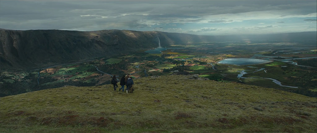 The Clarke Crater was a matte painting that made use of 2.5D projections and some animated elements to give it life. 