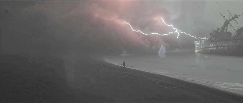 The ship is digitally inserted into the Radioactive Storm Chase.