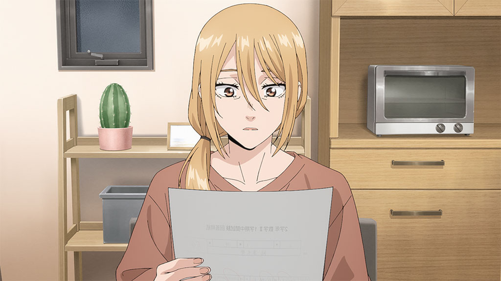 Kyoko Tsumugi is an energetic mother, which made it easy to animate her with expressive poses, movements and facial expressions. (Image © Saka Mikami, KODANSHA/"The Fragrant Flower Blooms with Dignity" Committee)