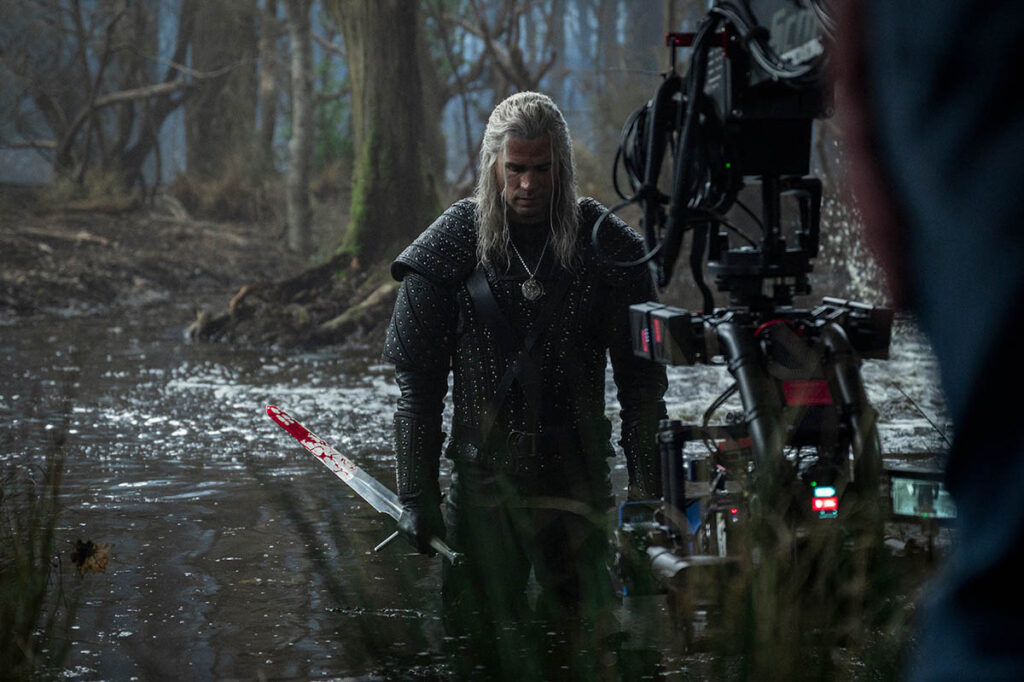 The set designers built an extensive forest set. 