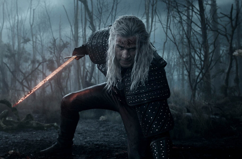 Geralt goes into full battle mode against the Kikimora, returning from Season 1. 