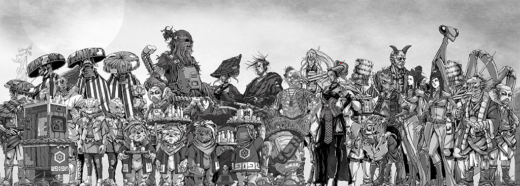 A size comparison chart of the various characters who appear in The Duel: Payback.