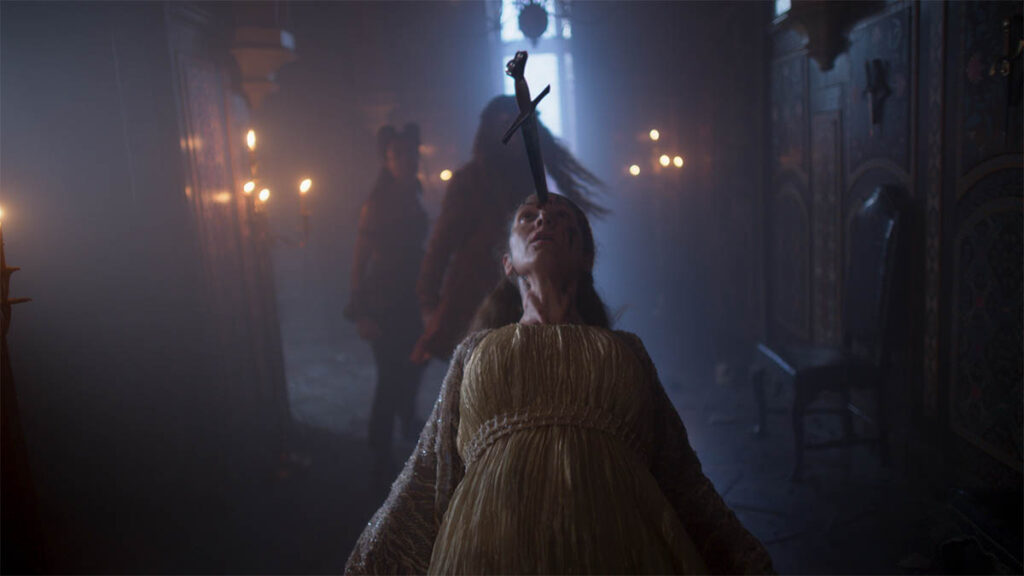 The team inserted a CG sword piercing through the head of a mage. 