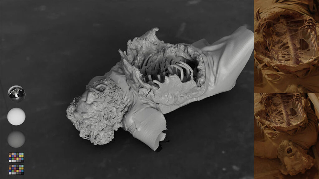 A model showing what an infected corpse would look like on screen.