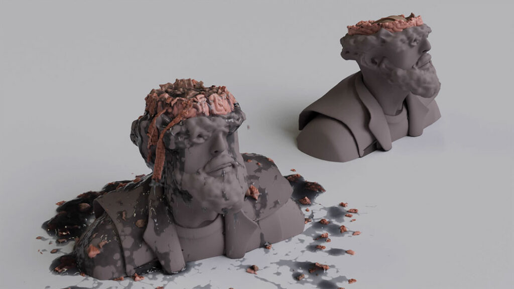 This effects study for a head explosion involved researching how the human body breaks down.