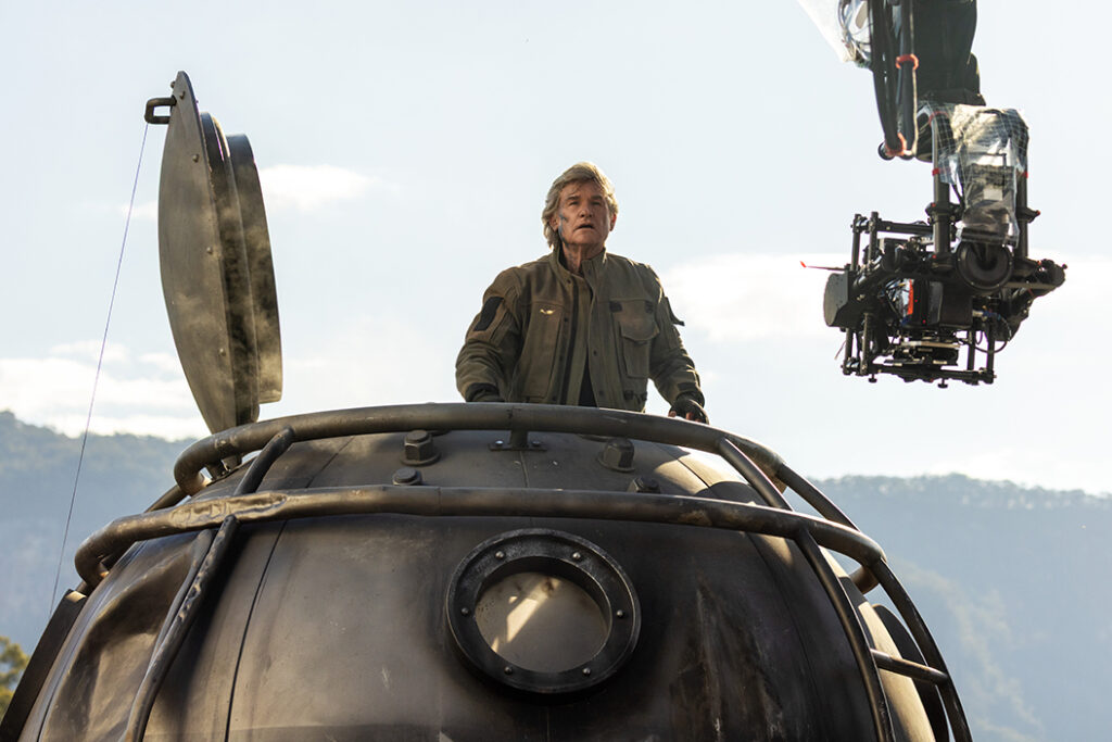 Kurt Russell had a lot of useful suggestions on how to choreograph his battle with a scarab, which takes place inside a transport pod.