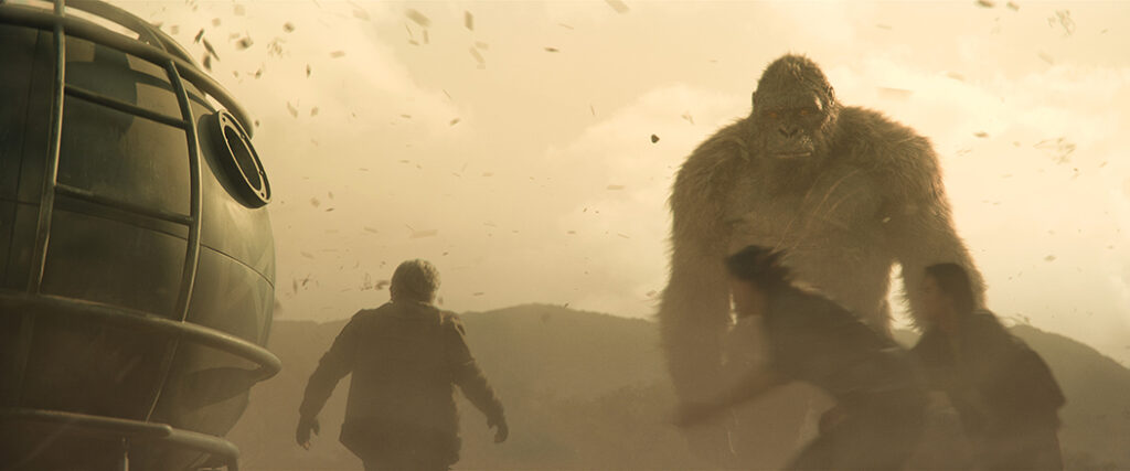 Figuring out how to frame the massive creatures and the human cast in the same shot was a constant challenge.