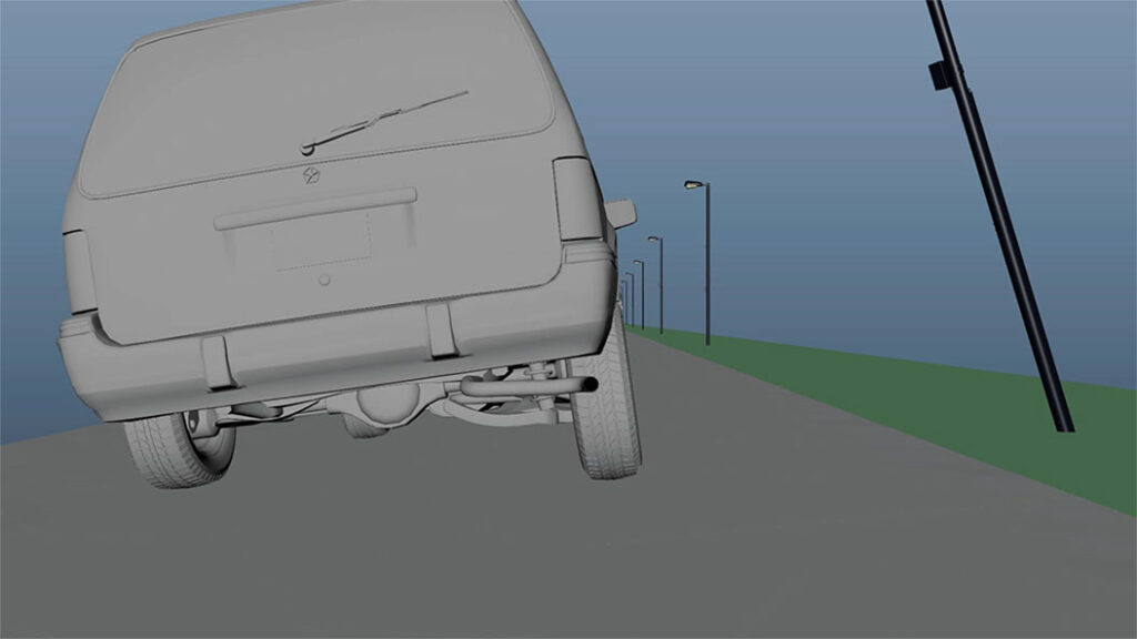 A test and final shot of the car crash.