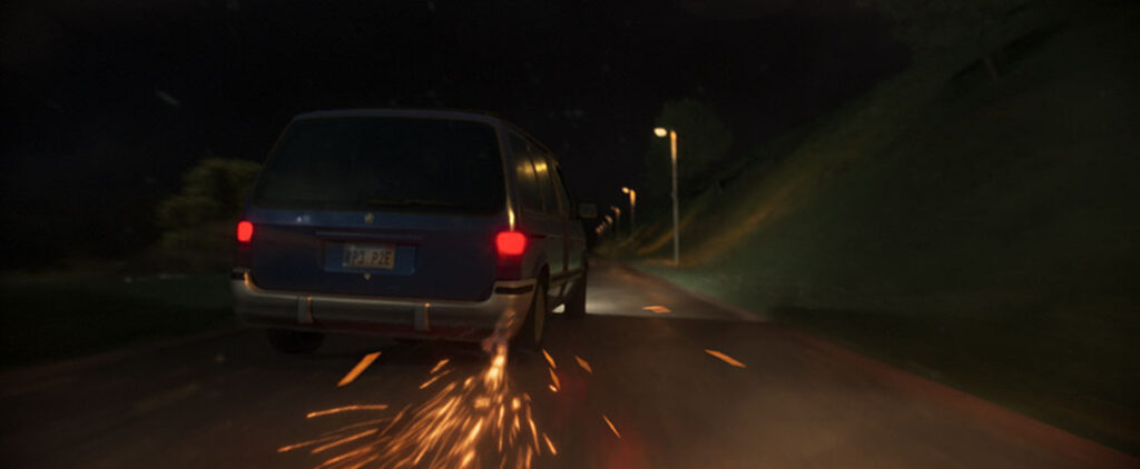 A test and final shot of the car crash.