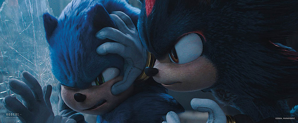 Rodeo FX respects the Sonic games without being limited by them, while the high-speed pacing of Shadow in Sonic the Hedgehog 3 takes its inspiration directly from the gameplay experience. (Image courtesy of Rodeo FX, Paramount Pictures and SEGA)