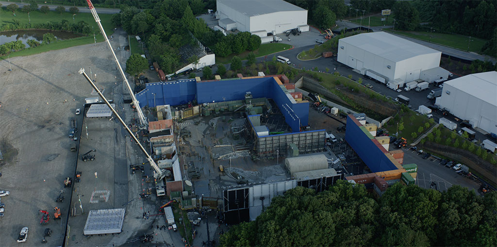 Due to the extent of the destruction required, the scenes set in Hawkins, Indiana, were primarily shot on a backlot rather than on location in Jackson, Georgia.