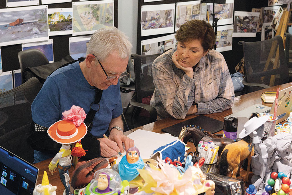 Art walkthroughs with Production Designer Bob Pauley and Graphics Art Director Laura Meyer at Pixar Animation Studios in Emeryville, California, September 2025. (Photo: Stephanie Martinez-Arndt)
